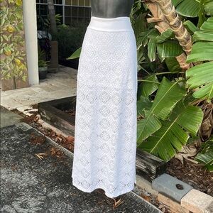 solitaire, sheer lace maxi skirt with split sides